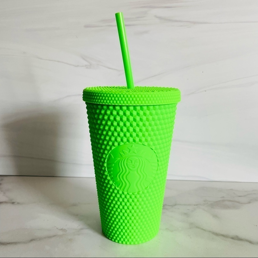 Starbucks Halloween 2021 Neon Green Studded Tumbler Cup with Straw- 16 oz